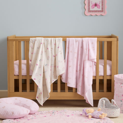 Adairs Kids - Heirloom Olivia Pink & Ivory Butterfly Jersey Swaddles Pack of 2 | Adairs