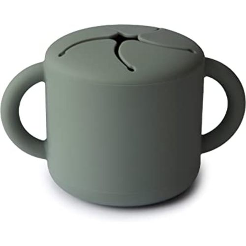 mushie Silicone Snack Cup | Spill Proof Food Container for Toddler and Baby (Dried Thyme)