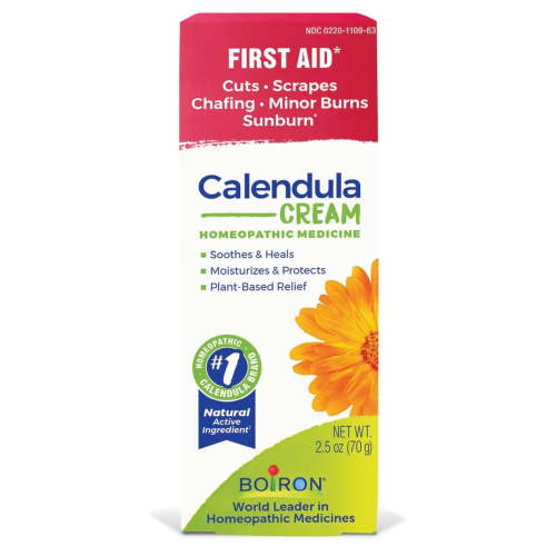 Boiron Calendula Cream, Homeopathic Medicine for First Aid, Cuts, Scrapes, Chafing, Minor Burns, Sunburn, 2.5 oz