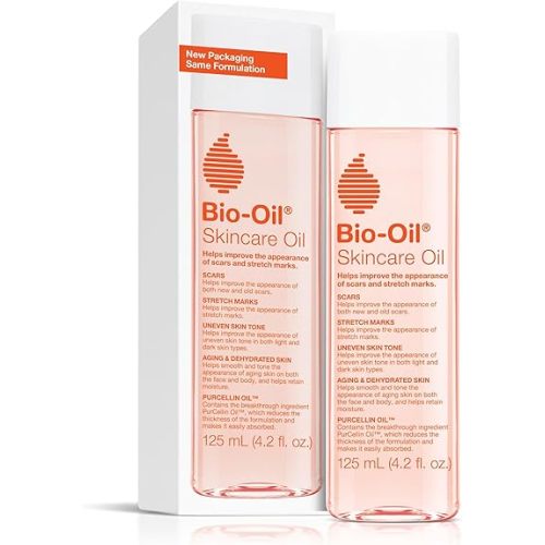 Bio-Oil Skincare Body Oil, Serum for Scars and Stretchmarks, Face Moisturizer Dry Skin, Non-Greasy, Dermatologist Recommended, Non-Comedogenic, For All Skin Types, with Vitamin A, E, 4.2 oz