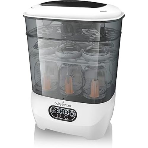 Baby Brezza Bottle Sterilizer and Dryer Advanced – 33% Faster - Largest Capacity Steam Sanitizer - Universal Sterilization Machine for All Bottles + Pump Parts - HEPA Air Filter