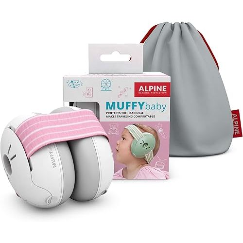 Alpine Muffy Baby Ear Protection for Babies and Toddlers up to 36 Months - CE & ANSI Certified - Noise Reduction Earmuffs - Comfortable Baby Headphones Against Hearing Damage & Improves Sleep - Pink