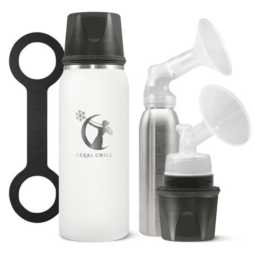 Breastmilk Chiller Reusable Storage Container by CERES CHILL | Keeps Milk Safe for up to 20 Hours | Connects w/Major Pumps (1 Chiller, Bright White) - Future's So Bright White