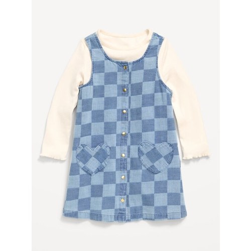 Long-Sleeve Ribbed T-Shirt and Dress Set for Toddler Girls