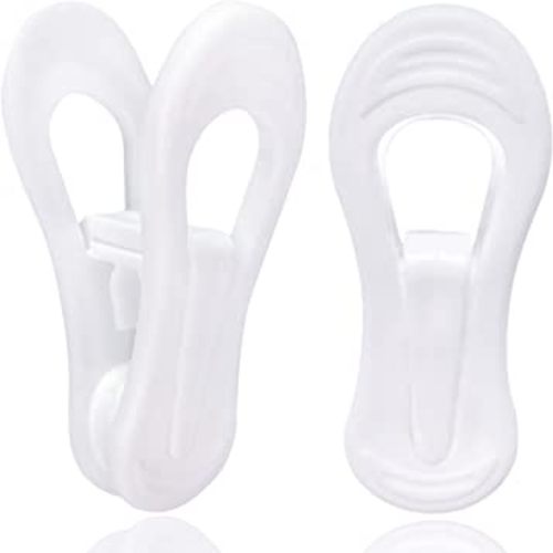 White Hanger Clips 50 Pack, Multi-Purpose Plastic Hangers Clips Perfect for Plastic Clothes Hangers, Finger Clips for Skirt Pants Hangers