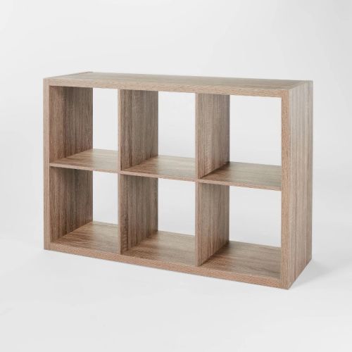 6 Cube Organizer Weathered Brown - Brightroom™: Cubby Storage Bookshelf With 6 Shelves, Mdf & Particle Board
