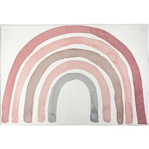 Levtex Baby - Rainbow - Rug/Carpet - 5 x 7 (60in. X 84in.) - Cream, Pink, Mauve, Blush, Grey - 100% Polyester - Woven Fabric Backing - Bedroom, Playroom, Family Room or Kids' Room