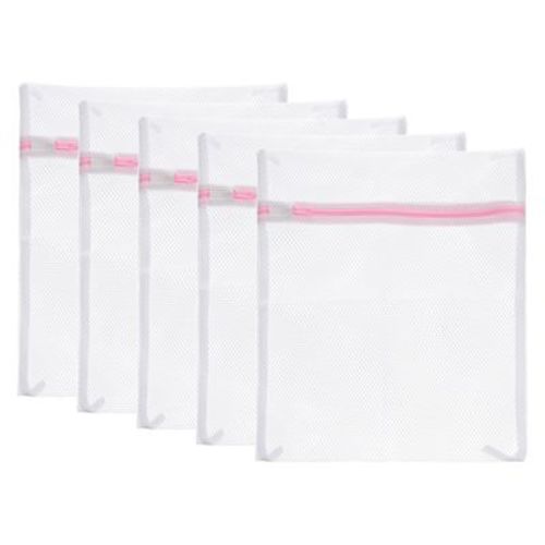 Unique Bargains Mesh Laundry Wash Bag with Zipper for Delicate Clothing 5 Pcs