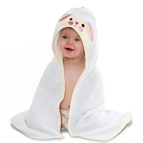 Mother's Choice Baby Towel with Hood - 100% Cotton Ultra Soft and Absorbent (33x33in) Large Baby Bath Towel for Newborn and Infant, Toddler Bath Towel for Boys and Girls (Sheep)