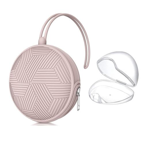 Smlpuame Pacifier Holder Case,Mothers Day Gifts for Mom BPA Free Portable Silicone Baby Pacifier Cover Pouch for Diaper Bag Stroller,Travel Outdoor Activities,Easy to Clean(Pink)