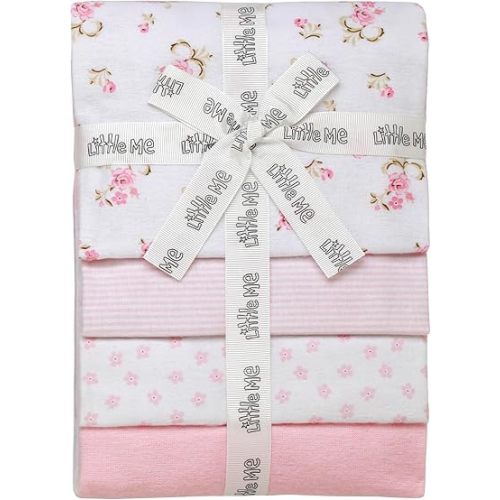 4 Pack Flannel Receiving Blankets for Baby, 30 in. x 30 in., Vintage Rose Pink Prints