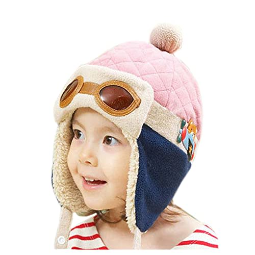 Crochet Earflap Pilot Hats Rabbit Ears Beanie Cap Winter Warm Knit Caps for Toddlers Baby Girls and Boys