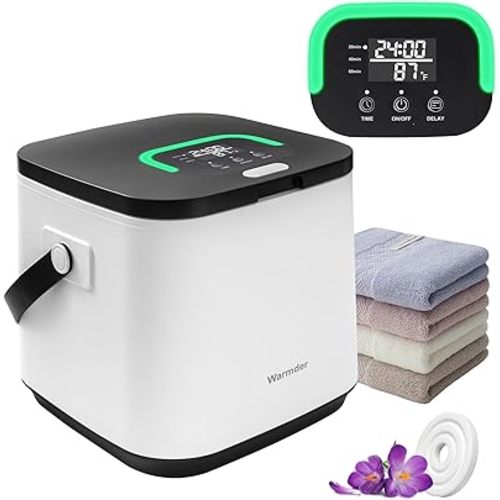 Towel Warmer Bucket, Towel Warmers for Bathroom with LED Display, Ajustable Timer, Child Lock, Delay Time Up to 24 Hours, Auto Shut-Off, Fits 40” x 70“ Towel, Blankets Bathrobes PJ's