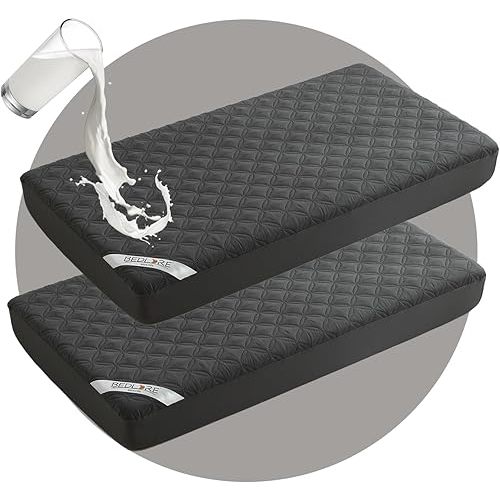 BEDLORE Waterproof Mattress Protector Crib, 2 Pack Soft Gray Mattress Pad, Noiseless Machine Washable Mattress Cover, Ultimate Protection for Your Baby's Crib Toddler Bed (52''x28'')