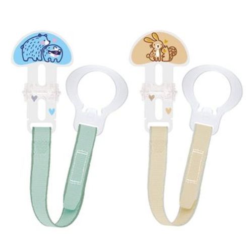 MAM Pacifier Clip, All Ages - Blue - 2pk