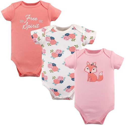 Hudson Baby Baby Girls Cotton Bodysuits 3-pack