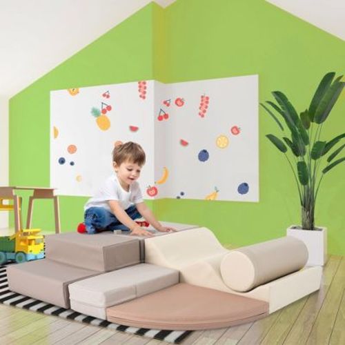 6 Pieces Climb Crawl Activity Play Set For Toddler Indoor Active Play Structure Climbing Crawling Toys Gym Equipment