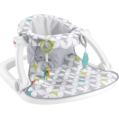 Fisher-Price Portable Baby Chair Sit-Me-Up Floor Seat with Developmental Toys & Machine Washable Seat Pad, Rainbow Showers