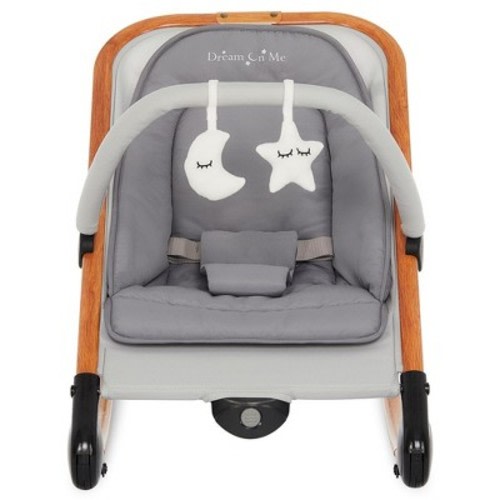 Dream On Me Rock With Me 2-In-1 Rocker And Stationary Seat, Compact Portable Infant Rocker with Removable Toy Bar Rocking Chair, Color: Gray