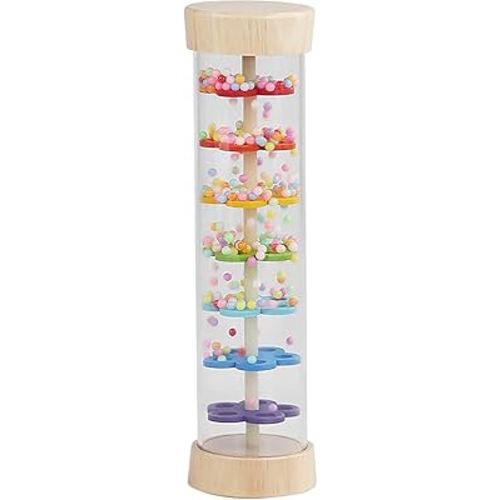WODI Wooden Baby Rattle Rainstick Rainmaker Montessori Musical Toy for Infants Toddlers Newborns 0-3-6-9-12 Months Sensory Development