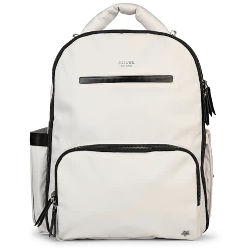 JuJuBe x Witney Carson - New Classic Diaper Bag Backpack with Portable Changing Pad, Stroller Straps, Large Travel Backpack for Boy or Girl, Carrying Baby Bottles, Wipes, Diapers, Cloud