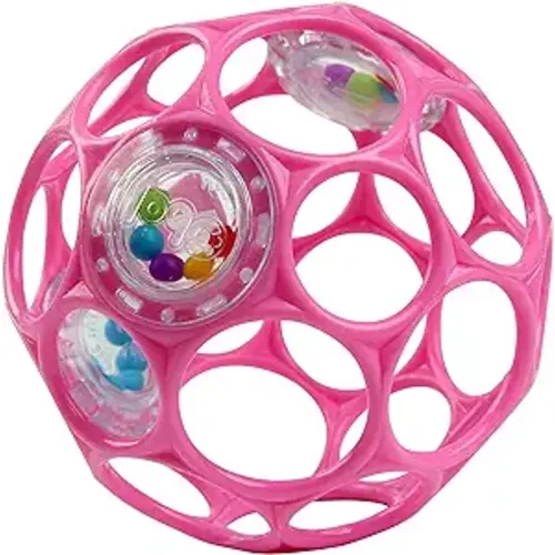 Bright Starts Oball Rattle Easy-Grasp Toy - Pink, Ages Newborn - 1 Count (Pack of 1)