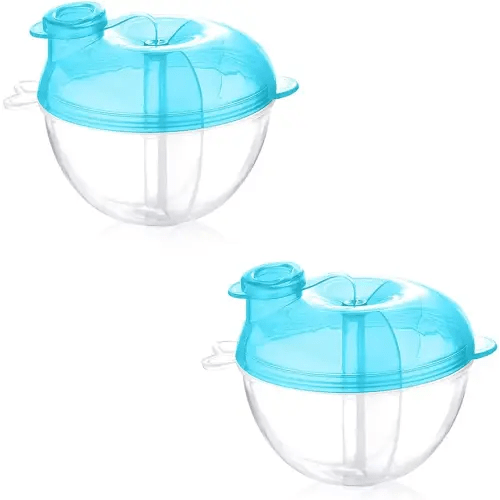 Accmor Baby Formula Dispenser for On-The-Go Feedings, Three-Compartment Non-Spill Formula Container to Go, Snack Milk Powder Dispenser for Traveling with Infant Toddler, Blue, 2 Pack