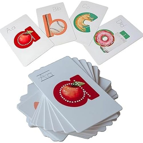Preschool Alphabet Tool - Learn Letter Sounds 2X Faster, 26 Pcs ABC Vocabulary Flashcards, Embedded Pictograph Mnemonic Alphabet Flash Cards, Read and Rhyme Flip Books, Reading Games (1set)