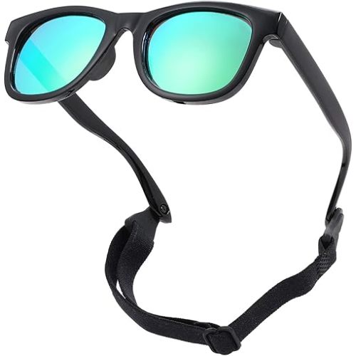 COASION Bendable Flexible Polarized Newborn Baby Sunglasses with Strap for Infant Boys Girls Age 0-12 Months CA8042