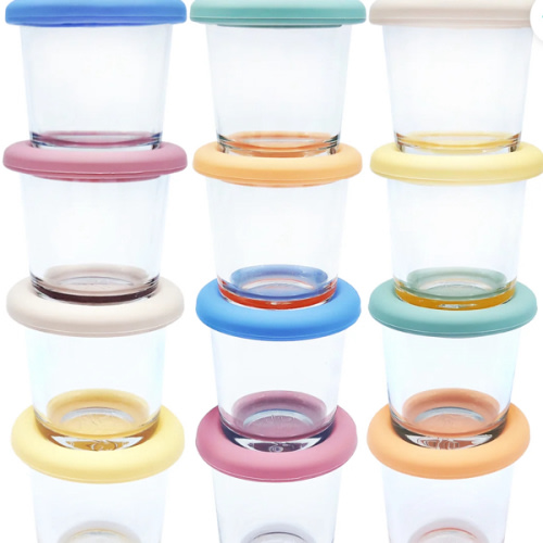 4oz Glass Baby Food Storage Jars | Food Grade Silicone Lids | Set of 12 | Neutral Colors