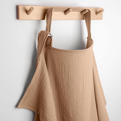 Comfy Cubs Muslin Nursing Cover - 100% Muslin Breastfeeding Cover for Moms - Soft & Breathable Baby Nursing Scarf with Adjustable Neck Strap - Portable, Lightweight & Privacy Coverage - Cedar