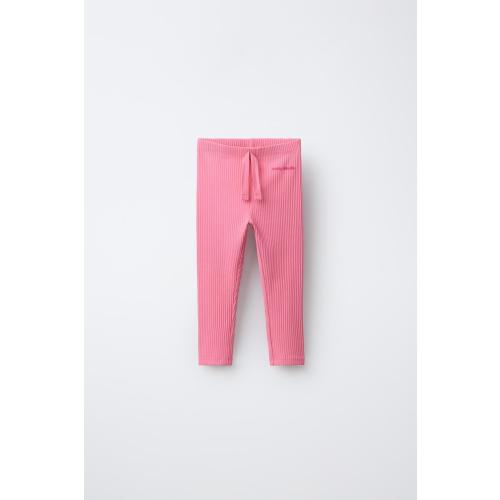 RIBBED DRAWSTRING LEGGINGS - Chalk pink | ZARA United States