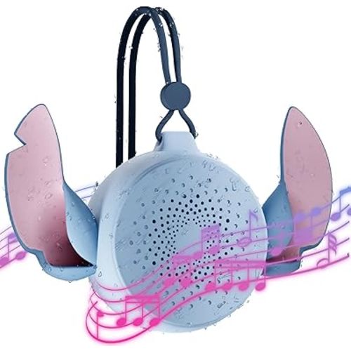 iJoy Disney Lilo and Stitch Bluetooth Shower Speaker with Suction Cup – IPX4 Rated Water Resistant Stitch Speaker for Shower, Baths| Up to 5 HRs Playtime, Built in Controls and Mic for Phone Calls
