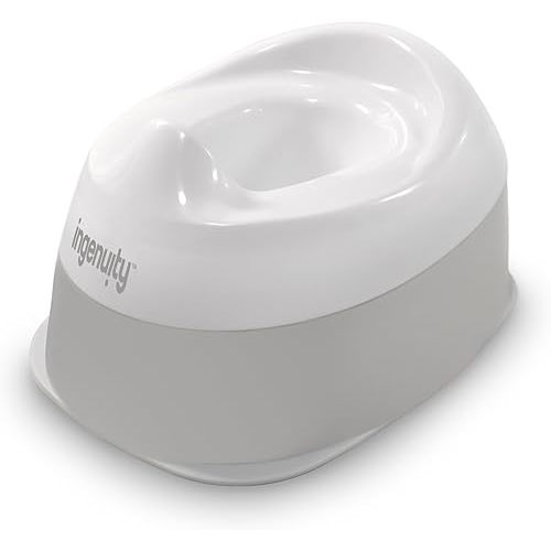 Ingenuity Ready Set Go Potty, Removable Bowl, Non-Skid Bottom, Wide Stable Base, Age 18 Months & Up, White & Grey