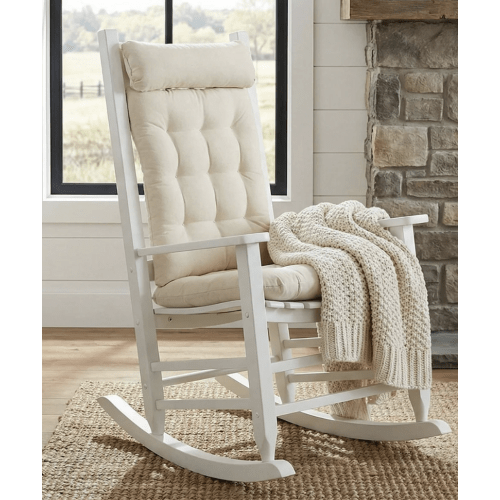 Cotton Duck Natural Rocking Chair Cushions - Never Flatten Tufted Rocker Chair Cushion Set