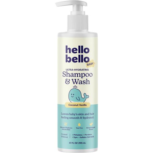 Hello Bello Baby Premium Shampoo & Wash, Gentle Coconut Vanilla Scent, 10oz Bottle