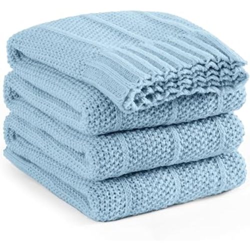 Carriediosa Knit Throw Blanket for Couch 50x60 Stripe Cable Knitted Throws