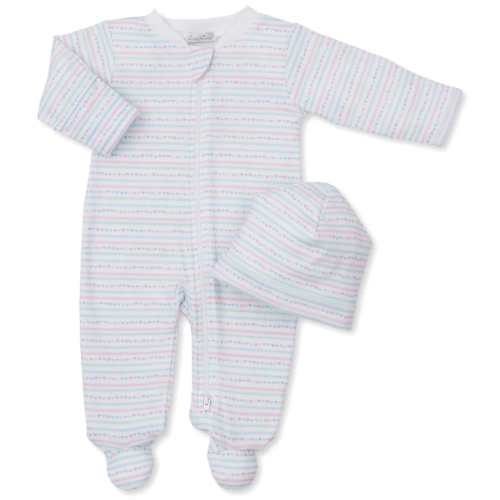 Nighty Night Stripes Zip Footie & Hat Set, 0-3 Months