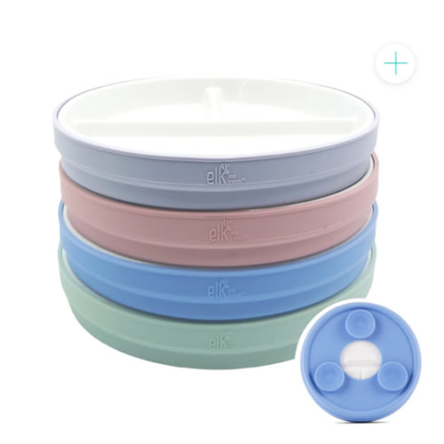 6.7"/16cm Porcelain White Divided Plates with Silicone Suction Sleeves