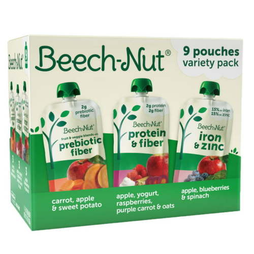 Beech-Nut Protein & Fiber Plus Stage 4 Toddler Food Variety Pack, 3.5 oz Pouch (9 Pack)