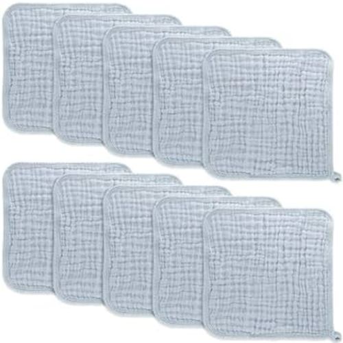 Baby Washcloths, Muslin Cotton Baby Towels, Large 10”x10” Wash Cloths Soft on Sensitive Skin, Absorbent for Boys & Girls, Newborn Baby & Toddlers Essentials Shower Registry Gift (Slate, Pack of 10)