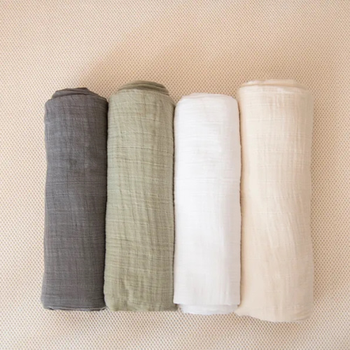 Organic Breathable Swaddle Blankets 4-Color Pack