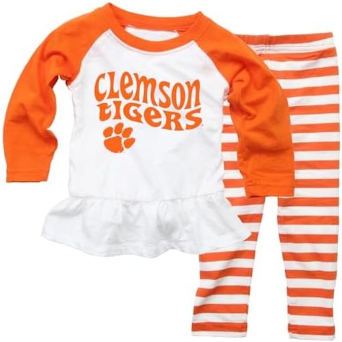 Wes and Willy NCAA Infant Girls Ruffle Raglan Set,
