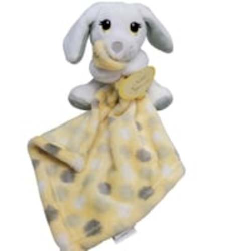 Little Beginnings Plush Dog Puppy Security Blanket Lovey Yellow Polka Dot Baby