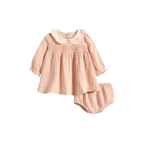 Kids' Callie Embroidered Collar Plaid Dress & Bloomers Set