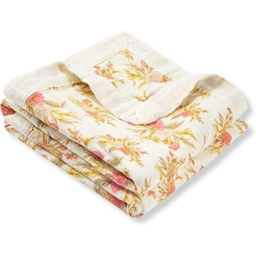 Milkbarn Muslin Baby Blankets for Girls & Boys, Toddler Quilt Blanket, Newborn Nursery Crib Blanket for Bedding, Shower & Registry Gift, Vintage Floral