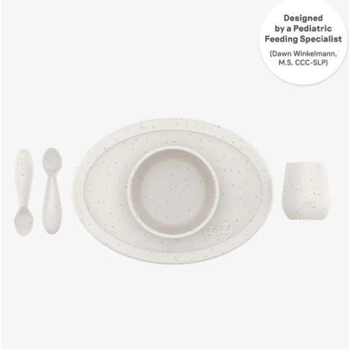 First Foods Set / Silicone Spoon, Cup & Suctioning Bowl for Infants– ezpz