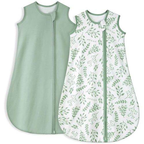 Yoofoss Baby Sleep Sack 0-6 Months TOG 1.0 Baby Wearable Blanket, 2 Pack 100% Cotton Infant Toddler Sleeping Sack 2-Way Zipper Lightweight Sleep Sack