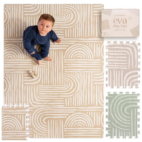 Baby Play Mat – Premium Foam Playmat for Babies & Toddlers, 67" x 48", Neutral Modern Look, Easy-Clean & Non-Toxic, Decor-Friendly Baby Floor Play Mat for Any Room. Co-Toddlery
