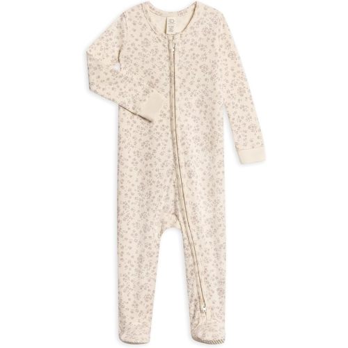 Colored Organics Baby Zip-Up Footed Sleeper with 2-Way Zipper - Newborn Organic Cotton Pajamas | Color: Maria Floral / Lilla